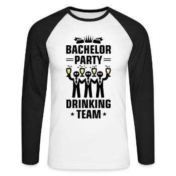 Enterrement de vie de garçon Équipe de beuverie Jga - T-shirt baseball manches longues Homme - blanc/noir - Devant - Nik (191cm)