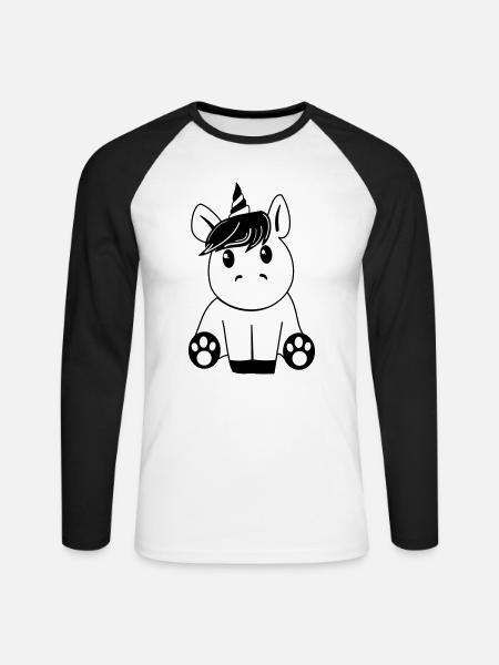Unicorn black - Unisex Long Sleeve Baseball T-Shirt - white/black