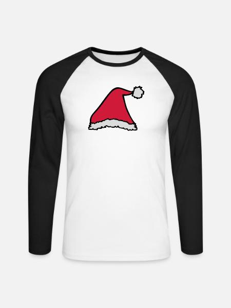 Weihnachtsmütze - Unisex Baseballshirt langarm - Weiß/Schwarz
