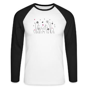 grashalme - Unisex Baseballshirt langarm - Weiß/Schwarz - Vorne - Nik (191cm)