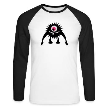 Un petit monstre borgne - T-shirt baseball manches longues Homme - blanc/noir - Devant - Nik (191cm)