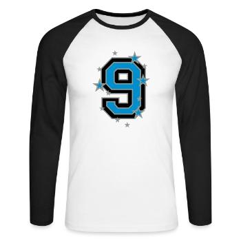 The number 9 - Unisex Long Sleeve Baseball T-Shirt - white/black - Front - Nik (191cm)