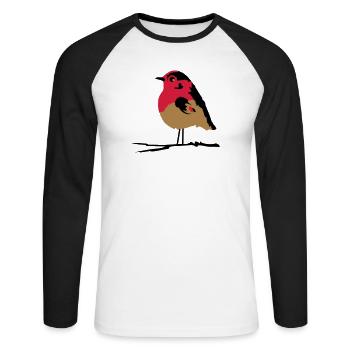 A robin on branch - Unisex Long Sleeve Baseball T-Shirt - white/black - Front - Nik (191cm)