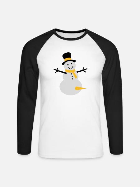 Snow fun - Unisex Long Sleeve Baseball T-Shirt - white/black