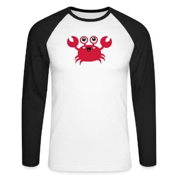 Niedlicher Krebs - Unisex Baseballshirt langarm - Weiß/Schwarz - Vorne - Nik (191cm)