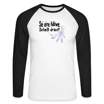Möwen Scheiß drauf--3 - Unisex Baseballshirt langarm - Weiß/Schwarz - Vorne - Nik (191cm)