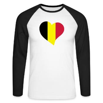 Coeur belge - T-shirt baseball manches longues Homme - blanc/noir - Devant - Nik (191cm)