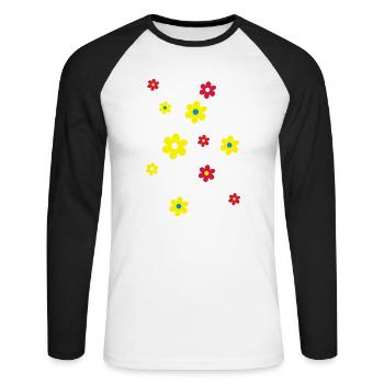 Blumen - Unisex Baseballshirt langarm - Weiß/Schwarz - Vorne - Nik (191cm)