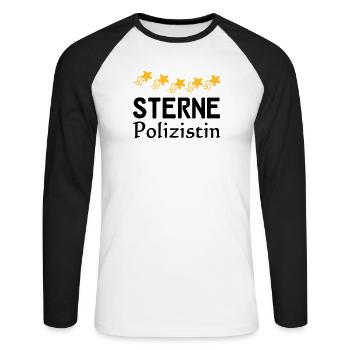 Sterne Polizistin Geschenk - Unisex Baseballshirt langarm - Weiß/Schwarz - Vorne - Nik (191cm)