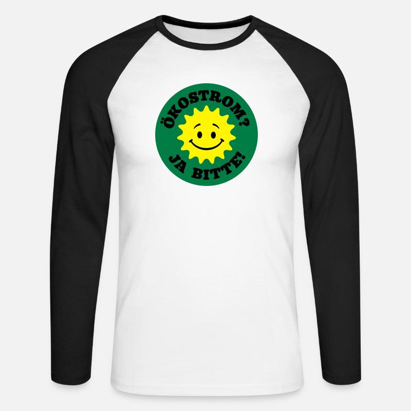 ökostrom ja bitte, atomkraft nein danke, bio öko - Unisex Baseballshirt langarm - Weiß/Schwarz
