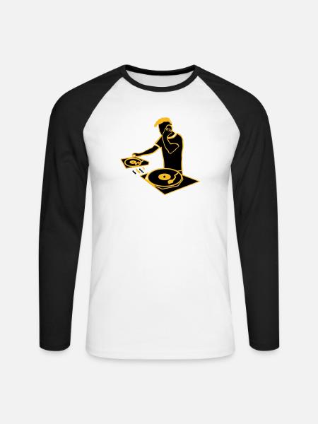 dj_2 - T-shirt baseball manches longues Homme - blanc/noir