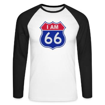 66 birthday - Unisex Long Sleeve Baseball T-Shirt - white/black - Front - Nik (191cm)