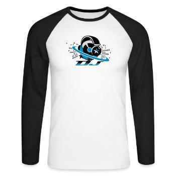 DJ- Plattenpult mit Kopfhörer und Equalizer - Unisex Baseballshirt langarm - Weiß/Schwarz - Vorne - Nik (191cm)