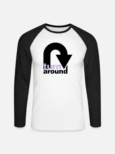 turn around - Unisex Baseballshirt langarm - Weiß/Schwarz