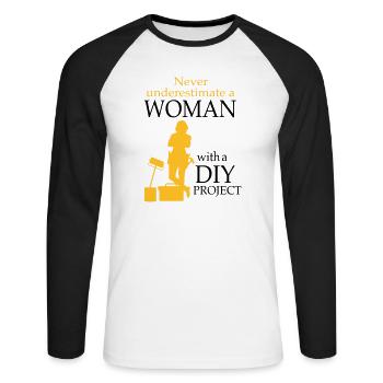 2541614 128189769 DIY - T-shirt baseball manches longues Homme - blanc/noir - Devant - Nik (191cm)