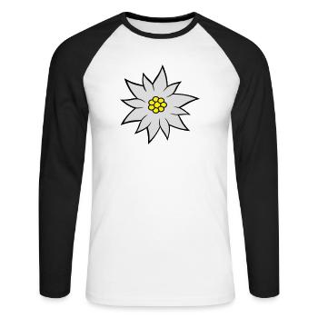 Edelweiss - T-shirt baseball manches longues Homme - blanc/noir - Devant - Nik (191cm)