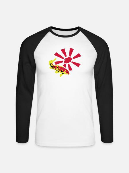 Koi Carp - Unisex Long Sleeve Baseball T-Shirt - white/black