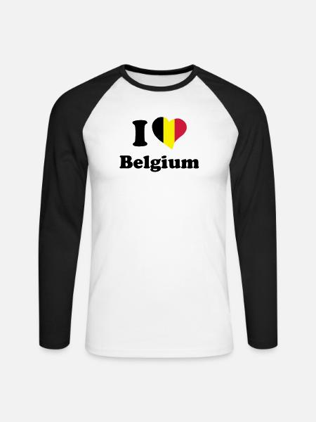 I love Belgium - Unisex Long Sleeve Baseball T-Shirt - white/black