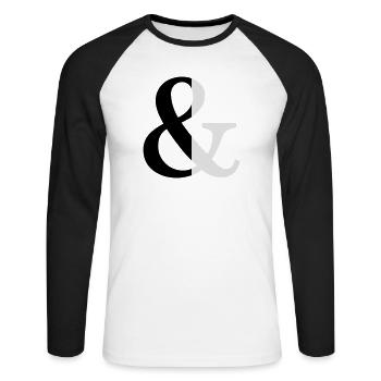 Ampersand two-tone sign icon gift idea - Unisex Long Sleeve Baseball T-Shirt - white/black - Front - Nik (191cm)