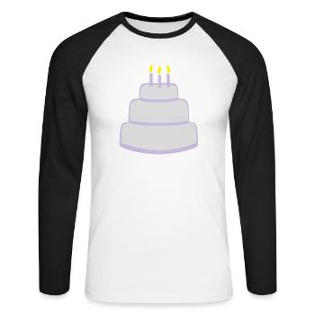 Birthday cake - T-shirt baseball manches longues Homme - blanc/noir - Devant - Nik (191cm)