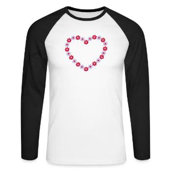 Un cœur de fleurs - T-shirt baseball manches longues Homme - blanc/noir - Devant - Nik (191cm)