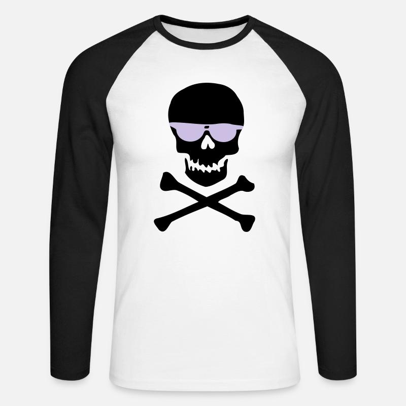 Violette Minimal Sonnenbrillen-Silhouette - Unisex Baseballshirt langarm - Weiß/Schwarz
