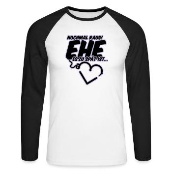 enterrement de vie de mariage de douche de mariage - T-shirt baseball manches longues Homme - blanc/noir - Devant - Nik (191cm)