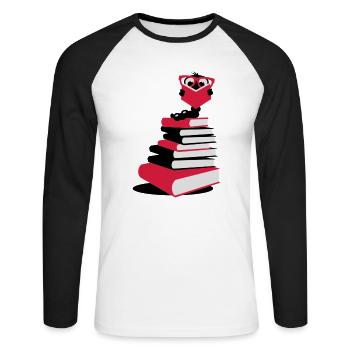 A bookworm reading - Unisex Long Sleeve Baseball T-Shirt - white/black - Front - Nik (191cm)