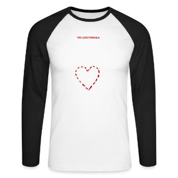 Mathe - das Liebes-Formel-T-Shirt - Unisex Baseballshirt langarm - Weiß/Schwarz - Vorne - Nik (191cm)