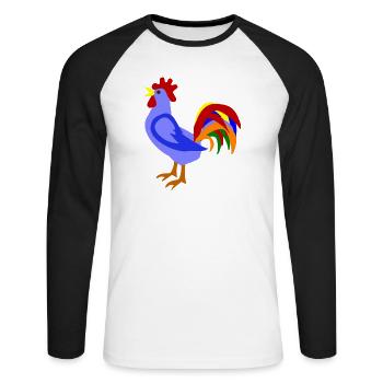 Coq coloré dans la conception artistique - T-shirt baseball manches longues Homme - blanc/noir - Devant - Nik (191cm)