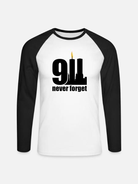 never forget 9/11 - Unisex Long Sleeve Baseball T-Shirt - white/black