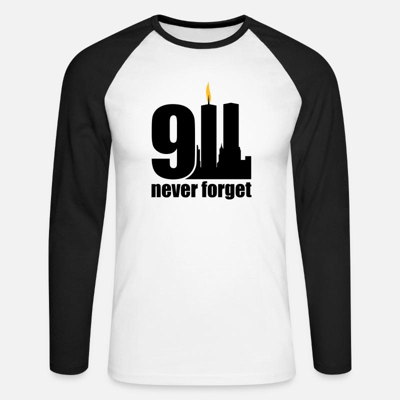 never forget 9/11 - Unisex Baseballshirt langarm - Weiß/Schwarz