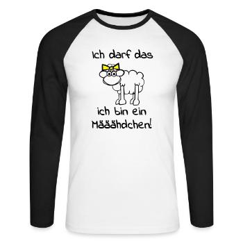 Ein Schaf - Mädchen - Unisex Baseballshirt langarm - Weiß/Schwarz - Vorne - Nik (191cm)