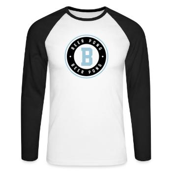 Beer Pong Badge Blue Logo - Unisex Long Sleeve Baseball T-Shirt - white/black - Front - Nik (191cm)