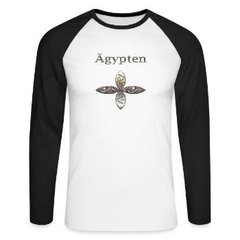 Egypte 86 - T-shirt baseball manches longues Homme - blanc/noir - Devant - Nik (191cm)