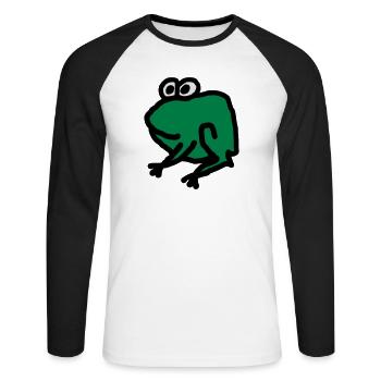 grenouille - T-shirt baseball manches longues Homme - blanc/noir - Devant - Nik (191cm)