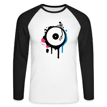 Turntable Graffiti - Unisex Long Sleeve Baseball T-Shirt - white/black - Front - Nik (191cm)