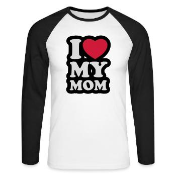 I love my mom - J'aime ma maman - T-shirt baseball manches longues Homme - blanc/noir - Devant - Nik (191cm)