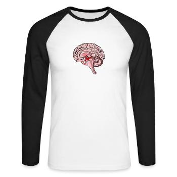 Science Médecine Neurologie Cerveau - T-shirt baseball manches longues Homme - blanc/noir - Devant - Nik (191cm)