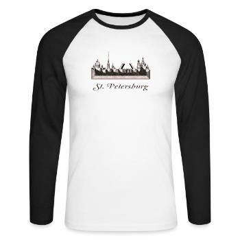 St. Petersburg - Unisex Long Sleeve Baseball T-Shirt - white/black - Front - Nik (191cm)