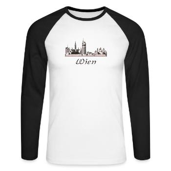 Vienne - T-shirt baseball manches longues Homme - blanc/noir - Devant - Nik (191cm)