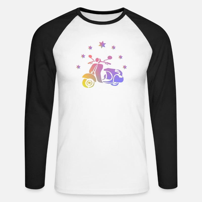 Retro Roller - Unisex Baseballshirt langarm - Weiß/Schwarz