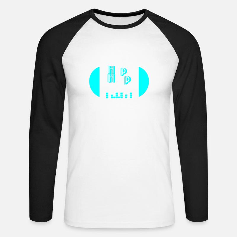 Neonkopfhörer mit Equalizer-Design - Unisex Baseballshirt langarm - Weiß/Schwarz
