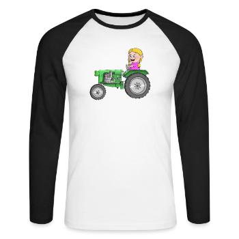 Traktor Kinder - Unisex Baseballshirt langarm - Weiß/Schwarz - Vorne - Nik (191cm)