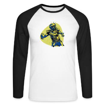 Vainqueur du quarterback du héros du football américain - T-shirt baseball manches longues Homme - blanc/noir - Devant - Nik (191cm)