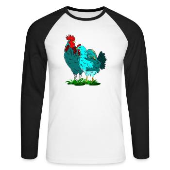 Colorful rooster and chicken combination - Unisex Long Sleeve Baseball T-Shirt - white/black - Front - Nik (191cm)