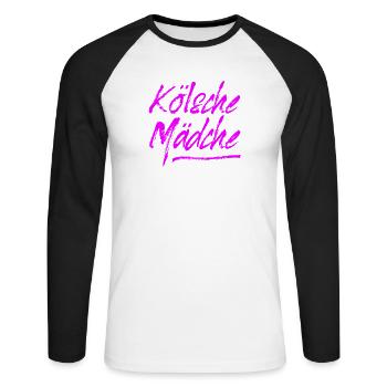 Kölsche Mädche / Karneval in Köln / Kölsch & Kölle - Unisex Baseballshirt langarm - Weiß/Schwarz - Vorne - Nik (191cm)