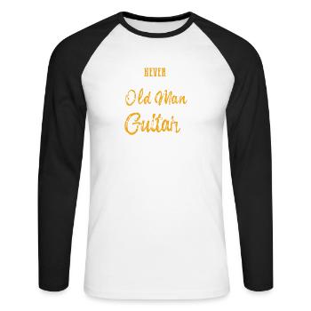 Guitariste Grand-père Old Man Idée Cadeau Rock - T-shirt baseball manches longues Homme - blanc/noir - Devant - Nik (191cm)