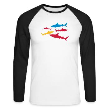 haie - Unisex Baseballshirt langarm - Weiß/Schwarz - Vorne - Nik (191cm)