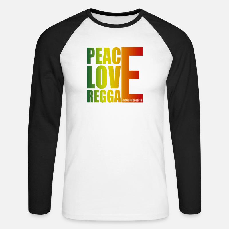 Peace Love Reggae Gradient - Unisex Baseballshirt langarm - Weiß/Schwarz